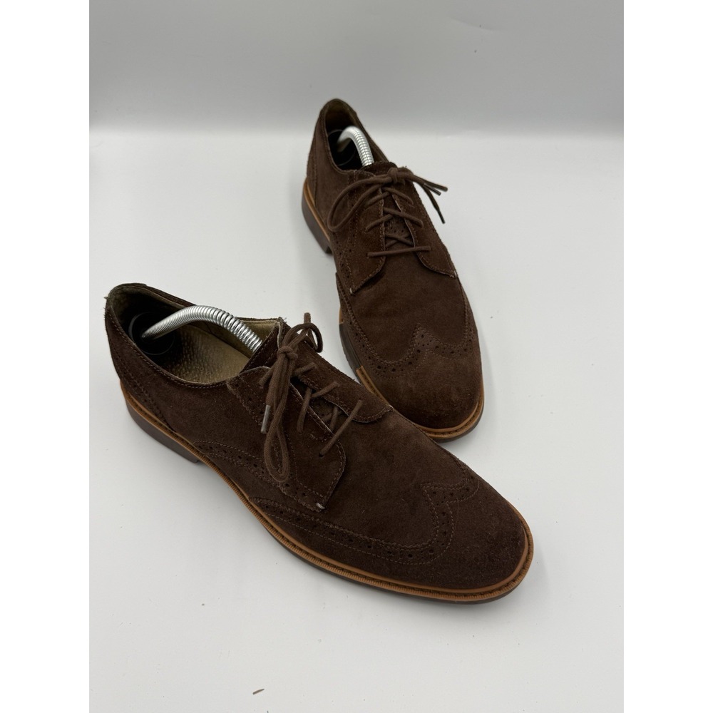 Cole Haan Grand OS Wingtip Brogue Oxford Dress Shoes Mens Size 9.5M Suede Brown